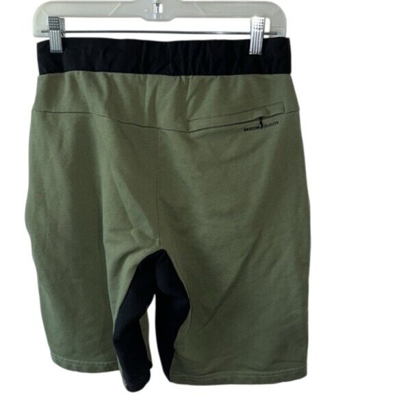 Bascom Projects Olive & Black Drawstring Shorts M 60% Cotton 40% Polyester - Picture 7 of 9